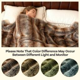Gymax Soft Plush Throw Blanket 780GSM Fuzzy Faux Fur Decoration Blanket in Brown - thumbnail 9