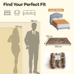 Gymax Soft Plush Throw Blanket 780GSM Fuzzy Faux Fur Decoration Blanket in Brown - thumbnail 2