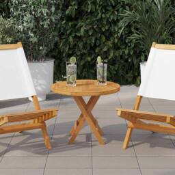 Berkfield Home Table Top Solid Teak Wood Round 2.5 cm 50 cm in Brown - thumbnail 2