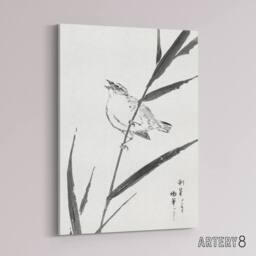 "Artery8 Reed Bunting & Reed Japanese Canvas Wall Art Print Numata Kashu - Size: W18"" x H24""" - thumbnail 2
