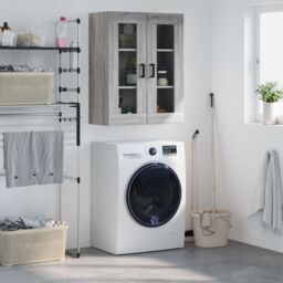 Berkfield Home Wall Mounted Cabinet Grey Sonoma 69.5x34x90 cm - thumbnail 1