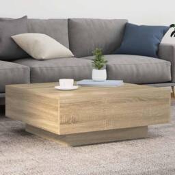 Berkfield Home Coffee Table Sonoma Oak 80x80x31 cm Engineered Wood in Light Tan - Size: 80 x 80 x 31 cm - thumbnail 2