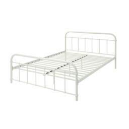 SlumberWorx Tewin Vintage Hospital Style Metal Bed Frame in White - Size: Small Double - thumbnail 6