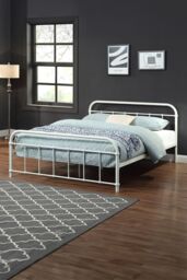 SlumberWorx Tewin Vintage Hospital Style Metal Bed Frame in White - Size: Small Double - thumbnail 1