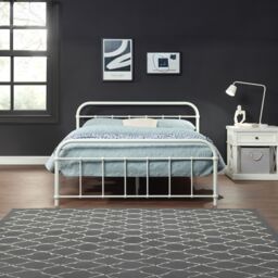 SlumberWorx Tewin Vintage Hospital Style Metal Bed Frame in White - Size: Small Double - thumbnail 2