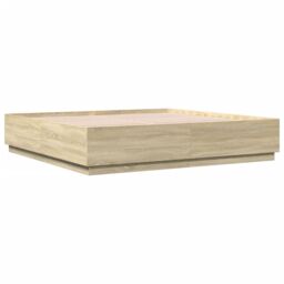 Berkfield Home Bed Frame with LED without Mattress Sonoma Oak 200x200 cm in Brown - thumbnail 3