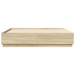 Berkfield Home Bed Frame with LED without Mattress Sonoma Oak 200x200 cm in Brown - thumbnail 6
