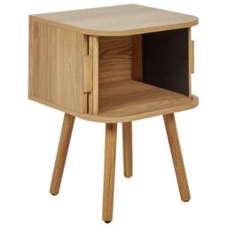 Wyld and Coco Nightstand Light Brown Laminated Wood Solid Pine Legs Sliding - thumbnail 6