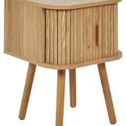 Wyld and Coco Nightstand Light Brown Laminated Wood Solid Pine Legs Sliding - thumbnail 2