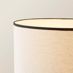 ValueLights Barbro Black Wood Tripod Floor Lamp with Linen Trim Shade & Bulb - thumbnail 4