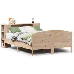Berkfield Home Bookcase Bed without Mattress 135x190cm Solid Wood Pine in Light Tan - Size: 135x190 cm - thumbnail 1