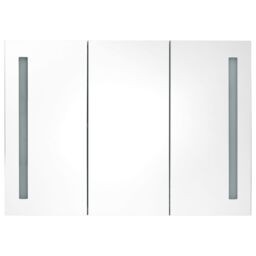 Berkfield Home LED Bathroom Mirror Cabinet 89x14x62 cm Shining White - Size: 89 x 14 x 62 cm - thumbnail 3