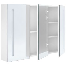 Berkfield Home LED Bathroom Mirror Cabinet 89x14x62 cm Shining White - Size: 89 x 14 x 62 cm - thumbnail 5