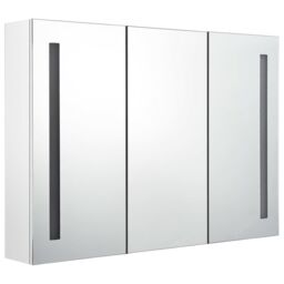 Berkfield Home LED Bathroom Mirror Cabinet 89x14x62 cm Shining White - Size: 89 x 14 x 62 cm - thumbnail 4