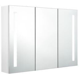Berkfield Home LED Bathroom Mirror Cabinet 89x14x62 cm Shining White - Size: 89 x 14 x 62 cm - thumbnail 2