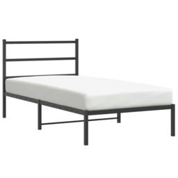 Berkfield Home Metal Bed Frame without Mattress with Headboard Black 107x203cm - Size: 107x203 cm - thumbnail 4