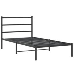Berkfield Home Metal Bed Frame without Mattress with Headboard Black 107x203cm - Size: 107x203 cm - thumbnail 2