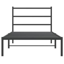 Berkfield Home Metal Bed Frame without Mattress with Headboard Black 107x203cm - Size: 107x203 cm - thumbnail 5