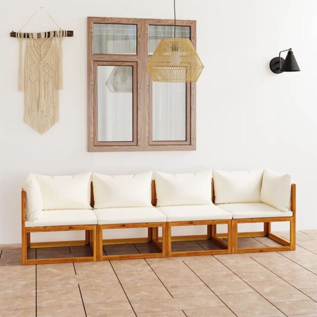 Berkfield Home 4-Seater Garden Sofa with Cushions Solid Wood Acacia (UK/IE/FI/NO only) in Brown - image 1