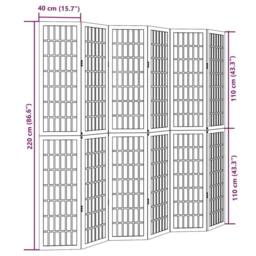 Berkfield Home Room Divider 6 Panels Black Solid Wood Paulownia - thumbnail 8