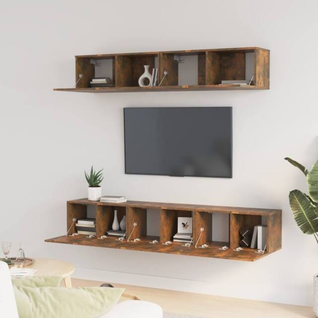 Berkfield Home Classic 5 Piece TV Cabinet Set Smoked Oak Engineered Wood in Brown - image 1
