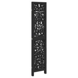 Berkfield Home Room Divider 3 Panels Black Solid Wood Paulownia - thumbnail 5