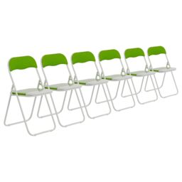 Harbour Housewares Coloured Padded Folding Chairs Pack of 6 in Green - thumbnail 1
