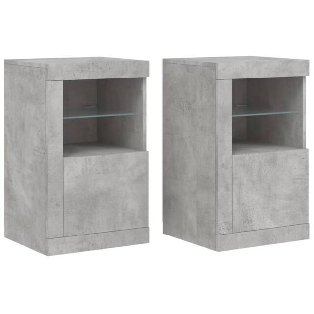 Berkfield Home Side Cabinets with LED Lights 2 pcs Concrete Grey Engineered Wood - image 1