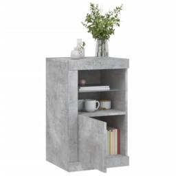 Berkfield Home Side Cabinets with LED Lights 2 pcs Concrete Grey Engineered Wood - thumbnail 4