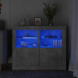 Berkfield Home Side Cabinets with LED Lights 2 pcs Concrete Grey Engineered Wood - thumbnail 2