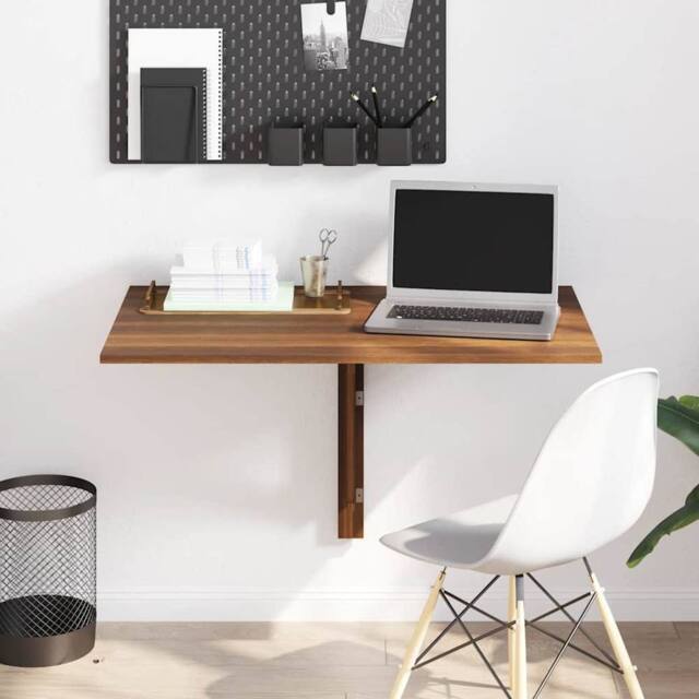 Berkfield Home Durable Folding Wall Table Brown Oak 100x60x56 cm Engineered Wood - Size: 100 x 60 x 56 cm - image 1