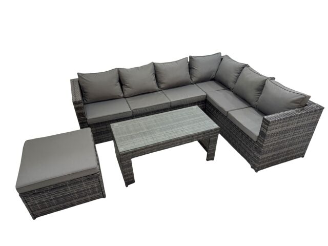 Fimous Garden Furniture Set with Big Stool Dark Grey Mixed - image 1