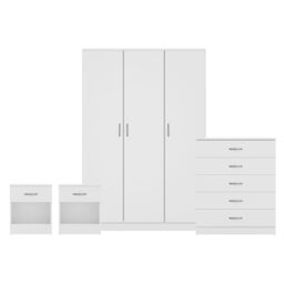 Home Discount Vida Designs 4Pc Bedroom Set 2xBedside Chest, 4 Drawer Chest, Wardrobe in White - thumbnail 8