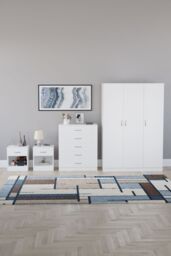 Home Discount Vida Designs 4Pc Bedroom Set 2xBedside Chest, 4 Drawer Chest, Wardrobe in White - thumbnail 4