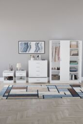 Home Discount Vida Designs 4Pc Bedroom Set 2xBedside Chest, 4 Drawer Chest, Wardrobe in White - thumbnail 3
