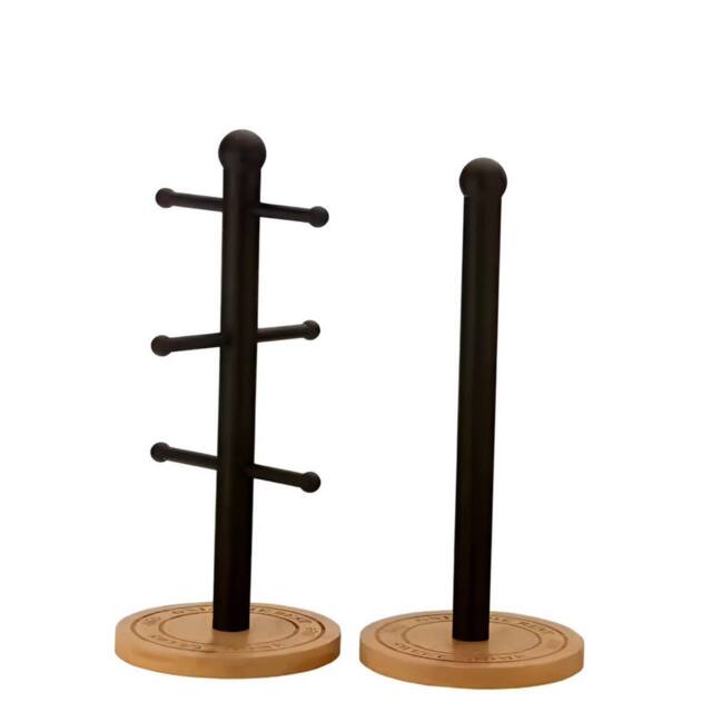 FORGEVIO Stainless Steel 6 Cup Mug Tree Stand Kitchen Paper Towel Roll in Black - image 1