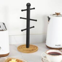 FORGEVIO Stainless Steel 6 Cup Mug Tree Stand Kitchen Paper Towel Roll in Black - thumbnail 2