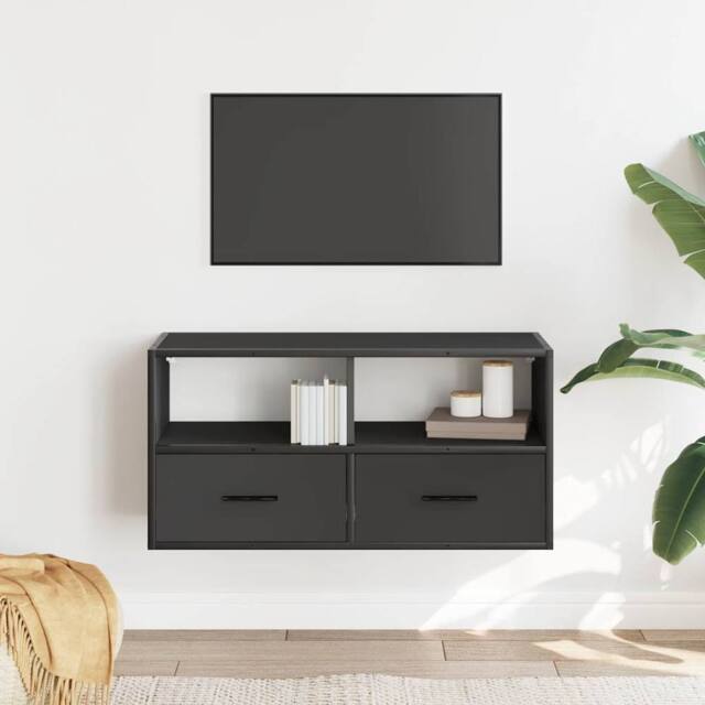 Berkfield Home TV Cabinet Black 80x31x39.5 cm Engineered Wood & Metal - image 1
