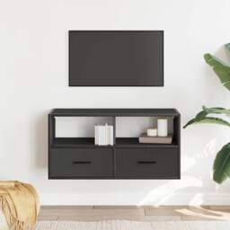 Berkfield Home TV Cabinet Black 80x31x39.5 cm Engineered Wood & Metal - thumbnail 1