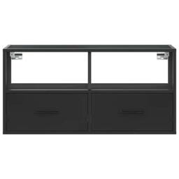 Berkfield Home TV Cabinet Black 80x31x39.5 cm Engineered Wood & Metal - thumbnail 4