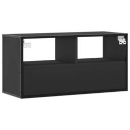 Berkfield Home TV Cabinet Black 80x31x39.5 cm Engineered Wood & Metal - thumbnail 6
