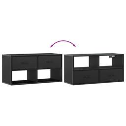 Berkfield Home TV Cabinet Black 80x31x39.5 cm Engineered Wood & Metal - thumbnail 7