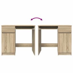 Berkfield Home Desk Sonoma Oak 86x49x76 cm Engineered Wood in Brown - Size: 86 x 49 x 76 cm - thumbnail 9