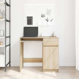 Berkfield Home Desk Sonoma Oak 86x49x76 cm Engineered Wood in Brown - Size: 86 x 49 x 76 cm - thumbnail 3