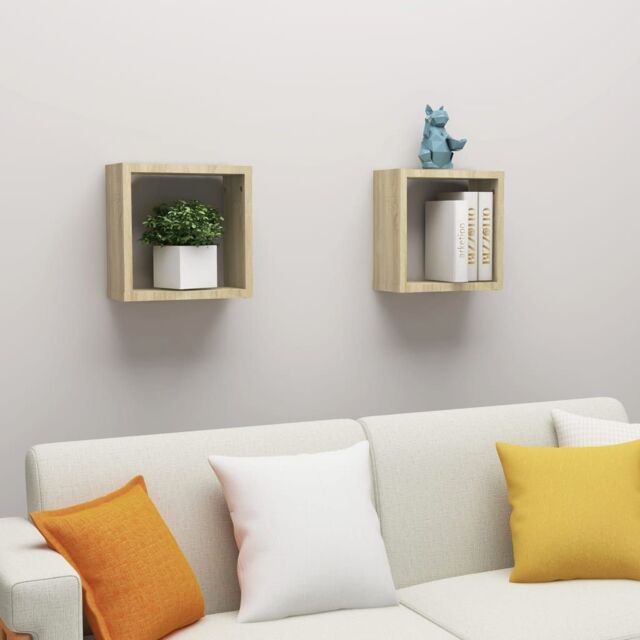 Berkfield Home Wall Cube Shelves 2 pcs Sonoma Oak 30x15x30 cm in Brown - Size: 30 x 15 x 30 cm - image 1