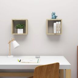 Berkfield Home Wall Cube Shelves 2 pcs Sonoma Oak 30x15x30 cm in Brown - Size: 30 x 15 x 30 cm - thumbnail 3
