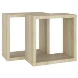 Berkfield Home Wall Cube Shelves 2 pcs Sonoma Oak 30x15x30 cm in Brown - Size: 30 x 15 x 30 cm - thumbnail 6