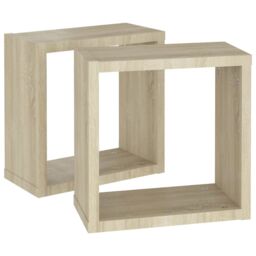 Berkfield Home Wall Cube Shelves 2 pcs Sonoma Oak 30x15x30 cm in Brown - Size: 30 x 15 x 30 cm - thumbnail 5