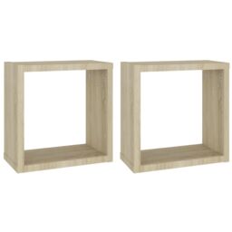 Berkfield Home Wall Cube Shelves 2 pcs Sonoma Oak 30x15x30 cm in Brown - Size: 30 x 15 x 30 cm - thumbnail 2