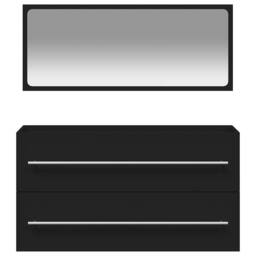 Berkfield Home Durable Bathroom Cabinet with Mirror Black Engineered Wood - thumbnail 5